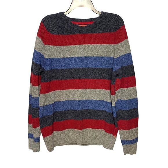 Izod Sweater Crew Neck Long Sleeves 100% Cotton Blue, Grey, Red Men's Size XL - Picture 1 of 8